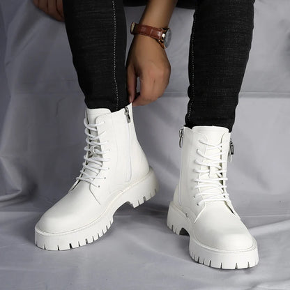 High Quality Mens Chelsea Boots Luxury Leather English Style Thick Sole Famous Brand Casual Shoes 4