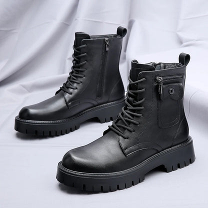 High Quality Mens Chelsea Boots Luxury Leather English Style Thick Sole Famous Brand Casual Shoes 7