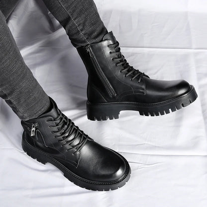 High Quality Mens Chelsea Boots Luxury Leather English Style Thick Sole Famous Brand Casual Shoes 3