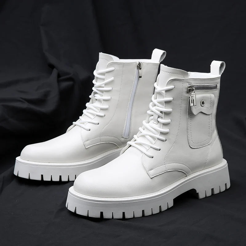 High Quality Mens Chelsea Boots Luxury Leather English Style Thick Sole Famous Brand Casual Shoes 6