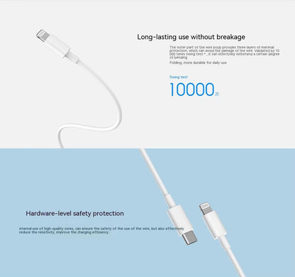 Xiaomi USBC To Lightning Cable 27W20W PD Fast Charging Cord For IPhone  IPad 4