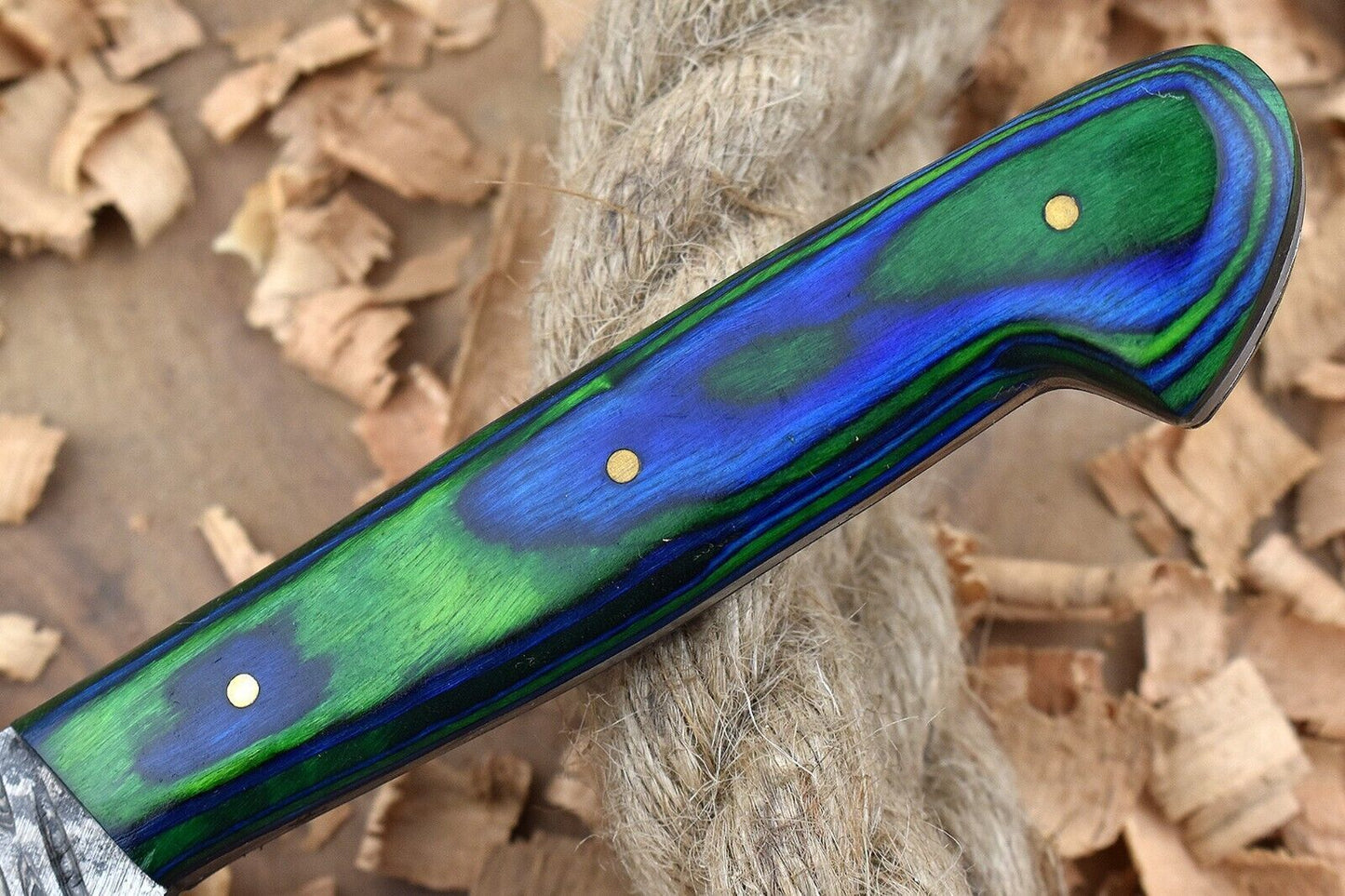 Handmade Damascus Steel Hunting Chef Knife With Wood Handle  Leather Sheath 1