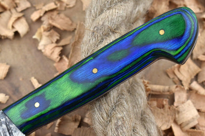 Handmade Damascus Steel Hunting Chef Knife With Wood Handle  Leather Sheath 1