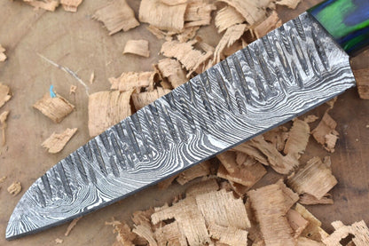 Handmade Damascus Steel Hunting Chef Knife With Wood Handle  Leather Sheath 2