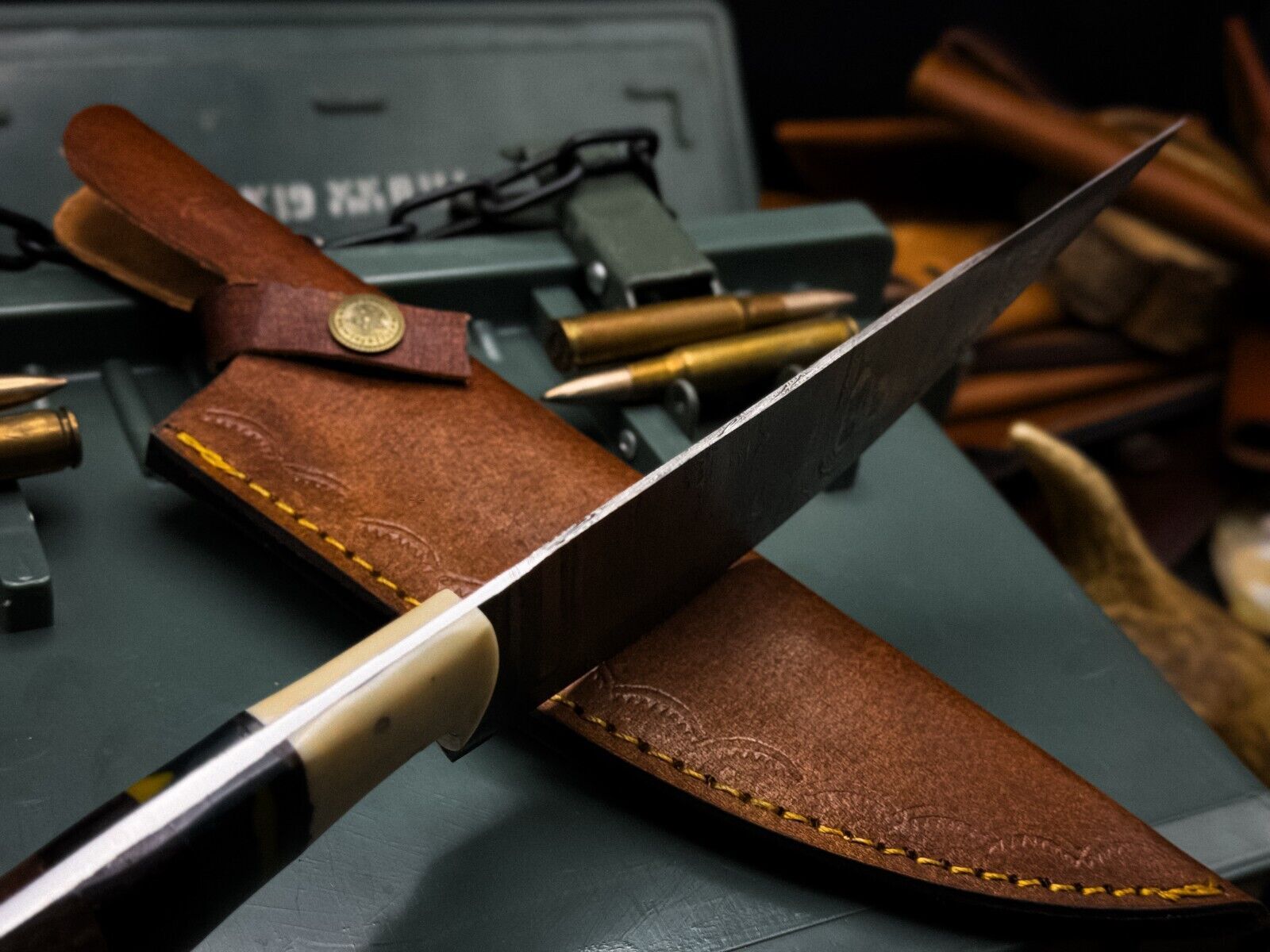 HandForged Damascus Steel Knife With Resin Handle For Kitchen  Outdoor Use 4