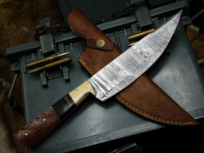 HandForged Damascus Steel Knife With Resin Handle For Kitchen  Outdoor Use 1
