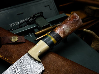 HandForged Damascus Steel Knife With Resin Handle For Kitchen  Outdoor Use 2