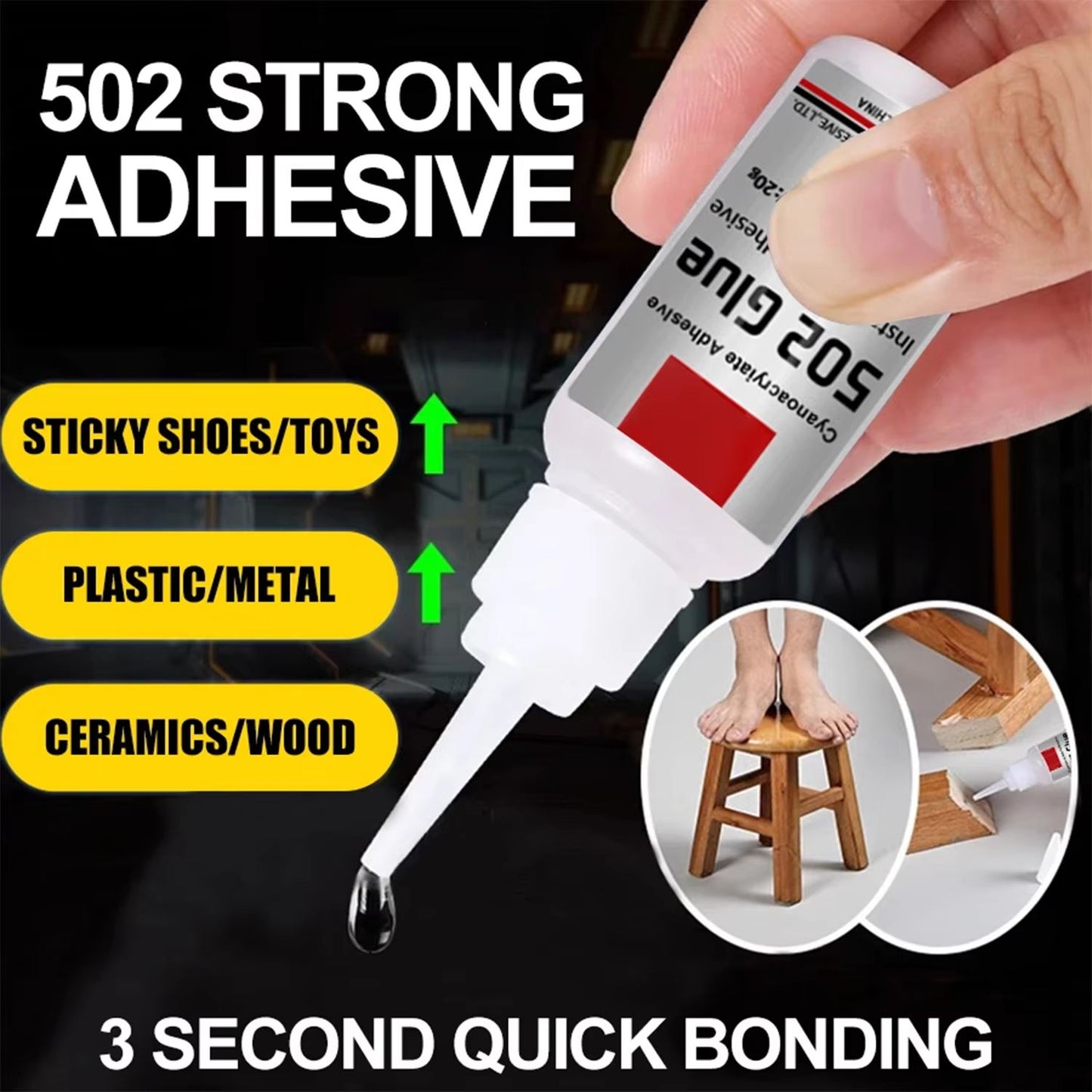 JXVX Super Bond 502 Instant Glue  QuickDrying Super Glue For Leather Wood Metal  Rubber 1