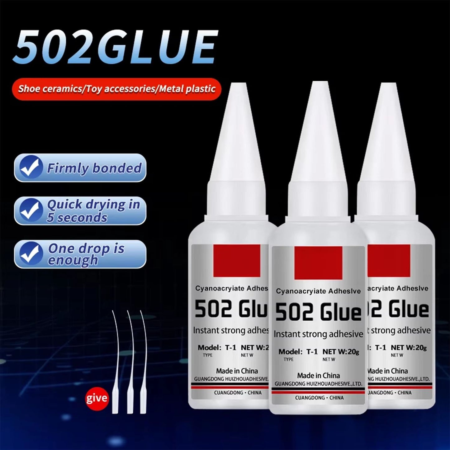 JXVX Super Bond 502 Instant Glue  QuickDrying Super Glue For Leather Wood Metal  Rubber 2