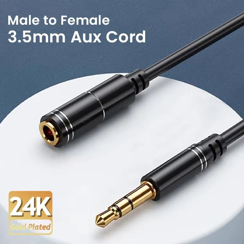 NIERBO 3.5mm Audio Extension Cable – Gold-Plated Headphone Extension Cable Male to Female TRS Cord (1m–5m)