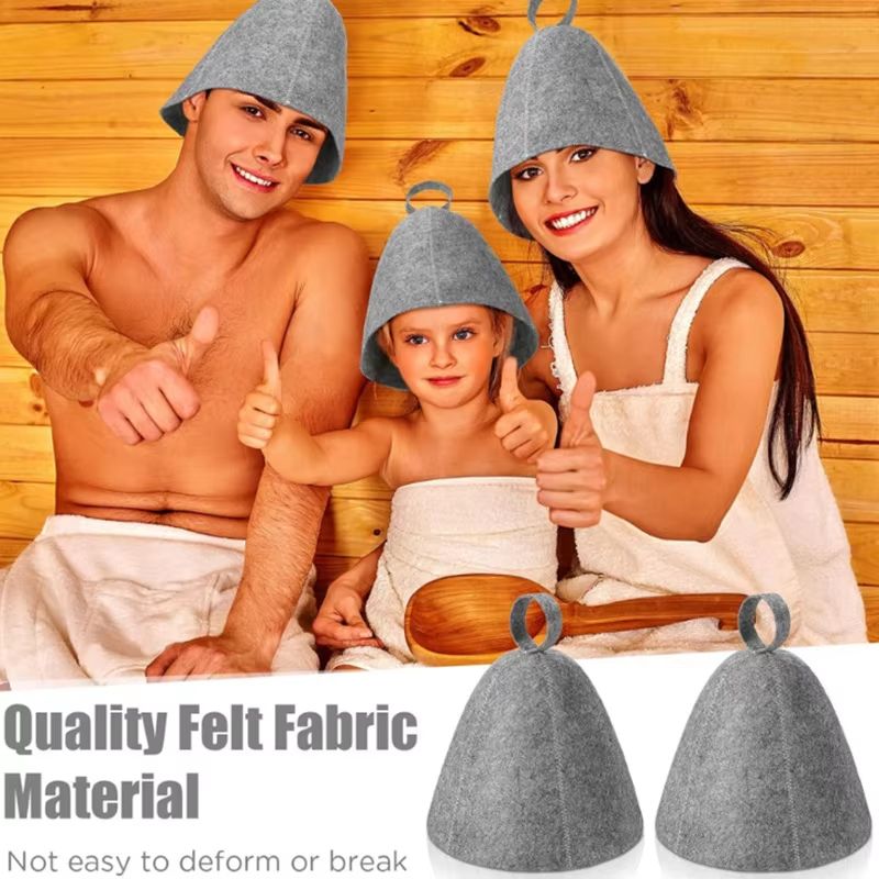 Premium Wool Felt AntiHeat Sauna Hat  Thick QuickDry Shower  Spa Cap For Hair Protection 2