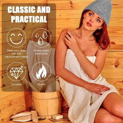 Premium Wool Felt AntiHeat Sauna Hat  Thick QuickDry Shower  Spa Cap For Hair Protection 3