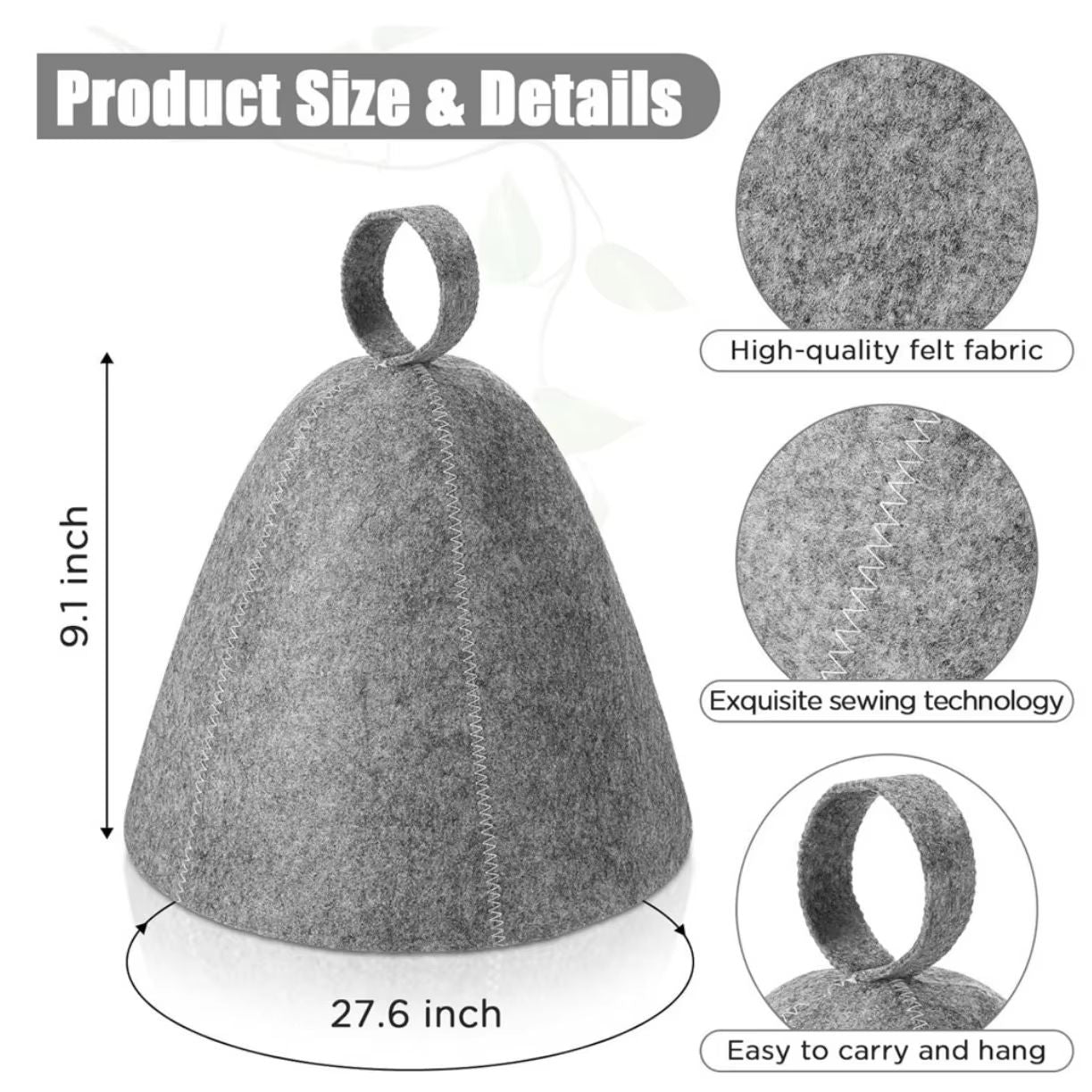 Premium Wool Felt AntiHeat Sauna Hat  Thick QuickDry Shower  Spa Cap For Hair Protection 4