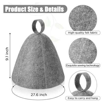 Premium Wool Felt AntiHeat Sauna Hat  Thick QuickDry Shower  Spa Cap For Hair Protection 4