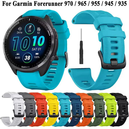 Sports Silicone Replacement Strap for Garmin Forerunner 965/955/945/935/745 – 22mm Soft, Durable, and Adjustable Watch B