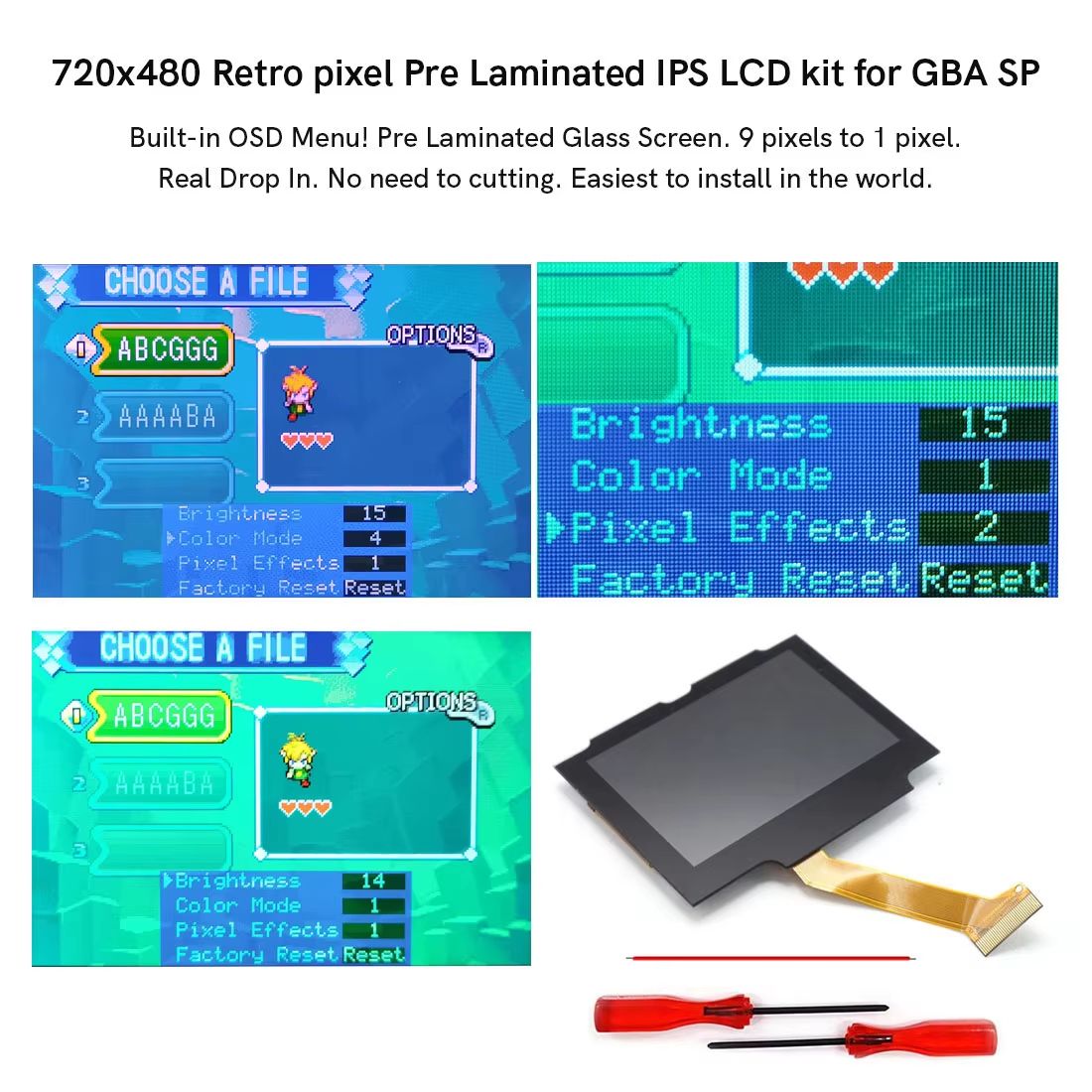 Laminated V5 IPS Backlit LCD Screen Replacement Kit For Game Boy Advance SP  No Shell Cutting Requi 2