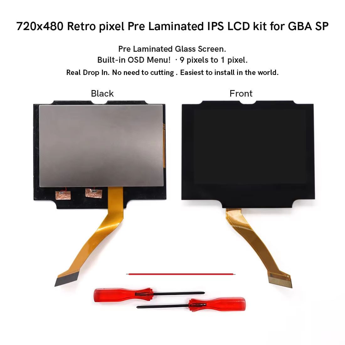 Laminated V5 IPS Backlit LCD Screen Replacement Kit For Game Boy Advance SP  No Shell Cutting Requi 3