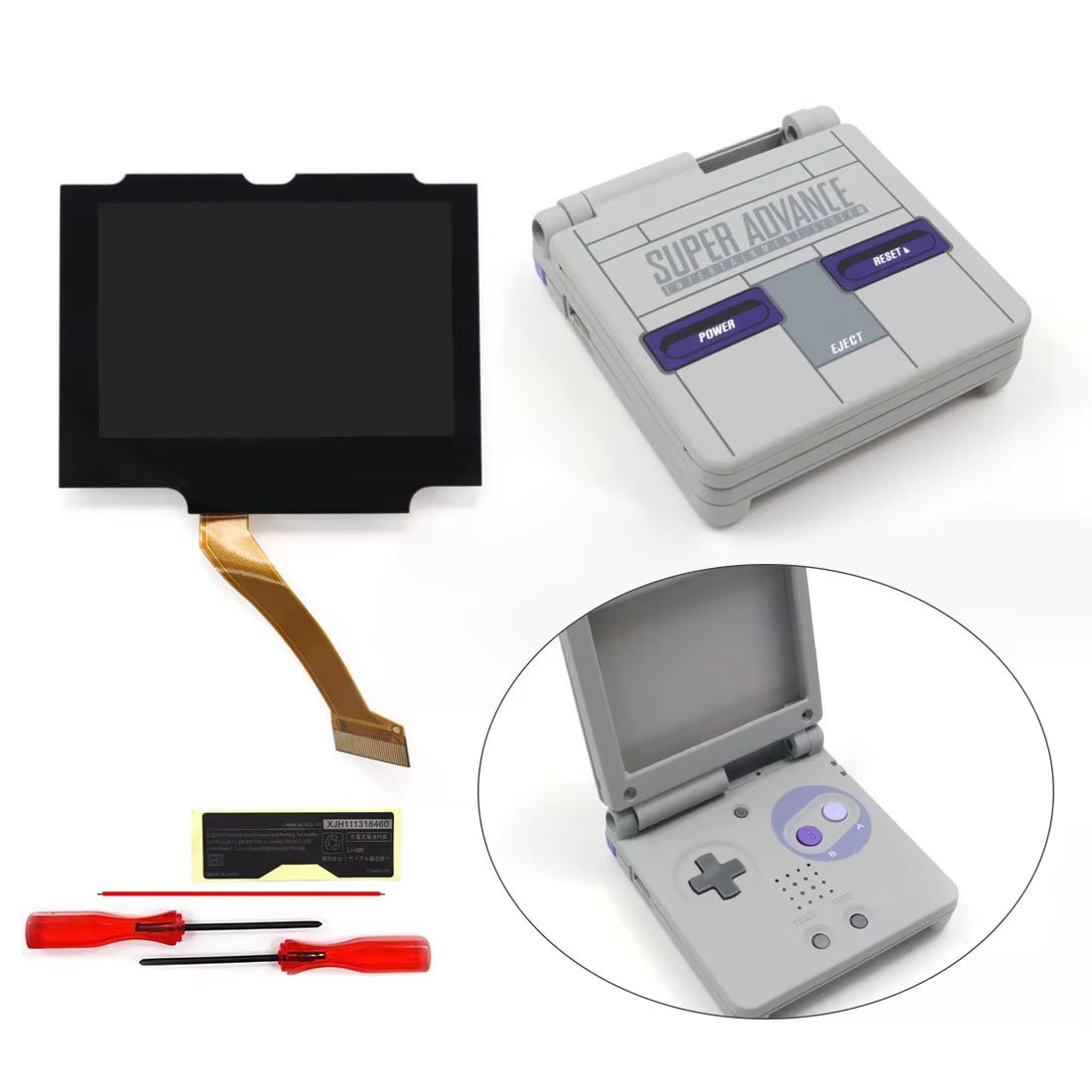 Laminated V5 IPS Backlit LCD Screen Replacement Kit For Game Boy Advance SP  No Shell Cutting Requi 15