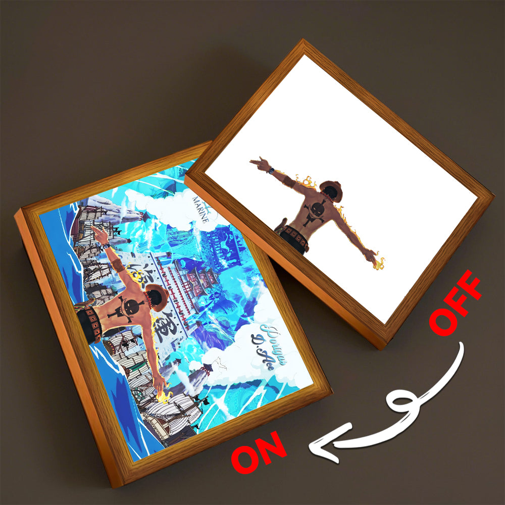 LED Night Light, Anime Photo Frame, Luffy and Zoro Manga Decor, Original Art Birthday Gift, Moon Lamp