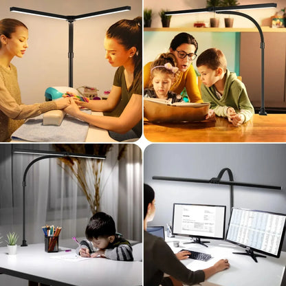 Dimmable Architect Desk Lamp, Dual Head LED Clip On Light, Flexible Monitor Light for Office, Computer, and Reading
