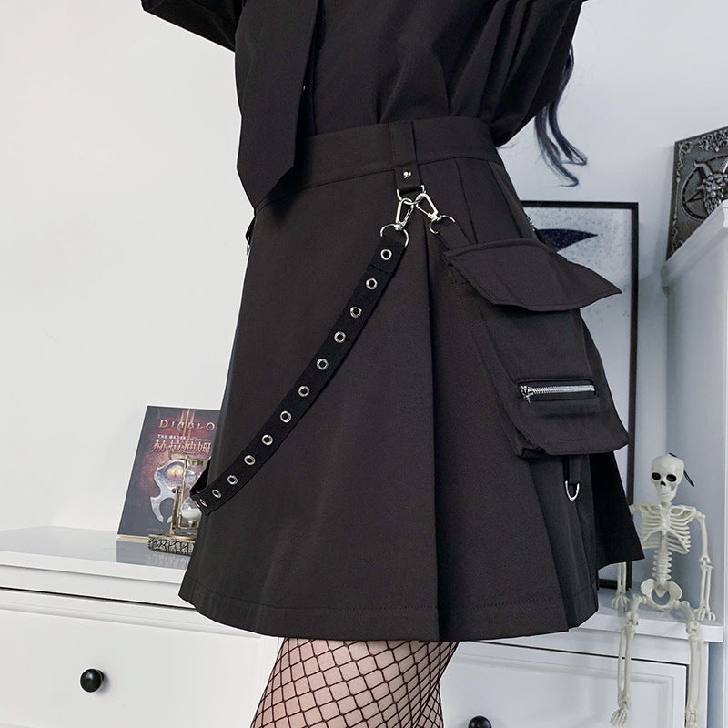 Plus Size Bandage Skirt, Harajuku Punk Gothic, High Waist Patchwork Mini, Womens Streetwear