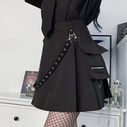 Plus Size Bandage Skirt, Harajuku Punk Gothic, High Waist Patchwork Mini, Womens Streetwear