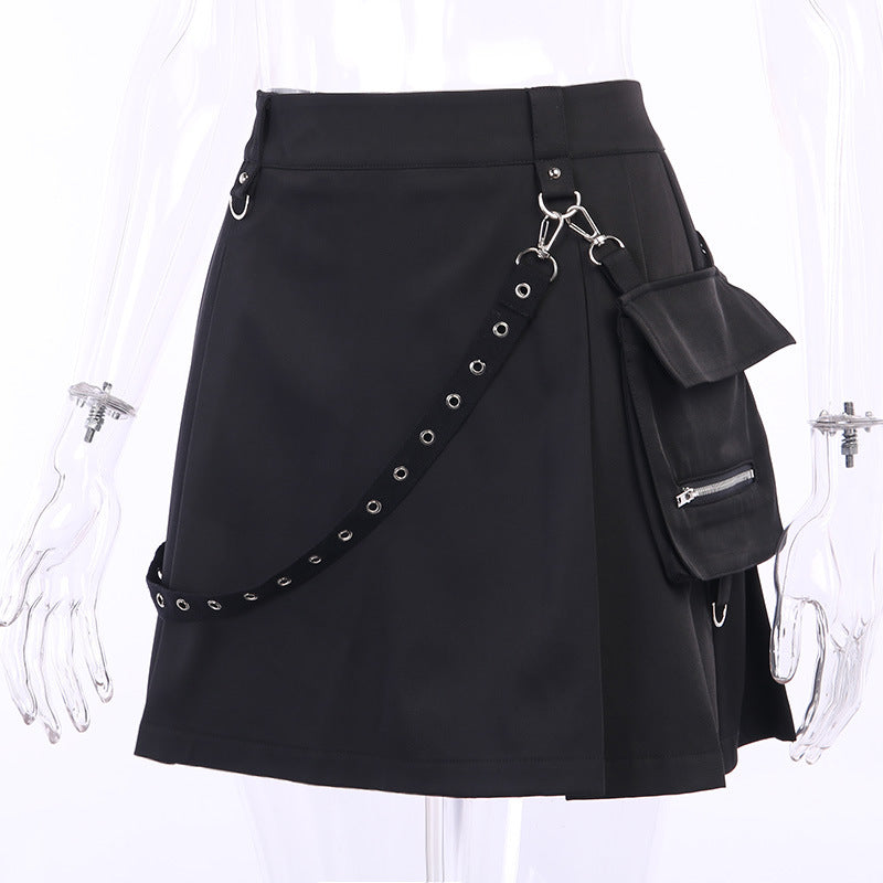 Plus Size Bandage Skirt, Harajuku Punk Gothic, High Waist Patchwork Mini, Womens Streetwear