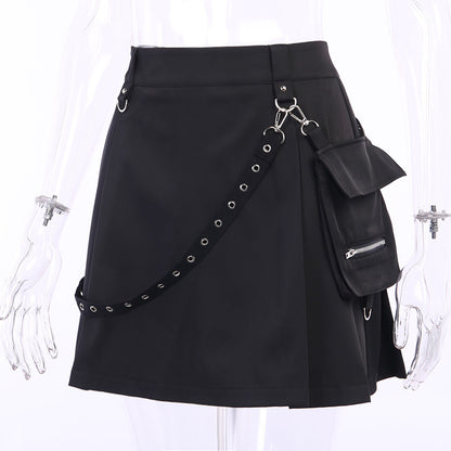 Plus Size Bandage Skirt, Harajuku Punk Gothic, High Waist Patchwork Mini, Womens Streetwear