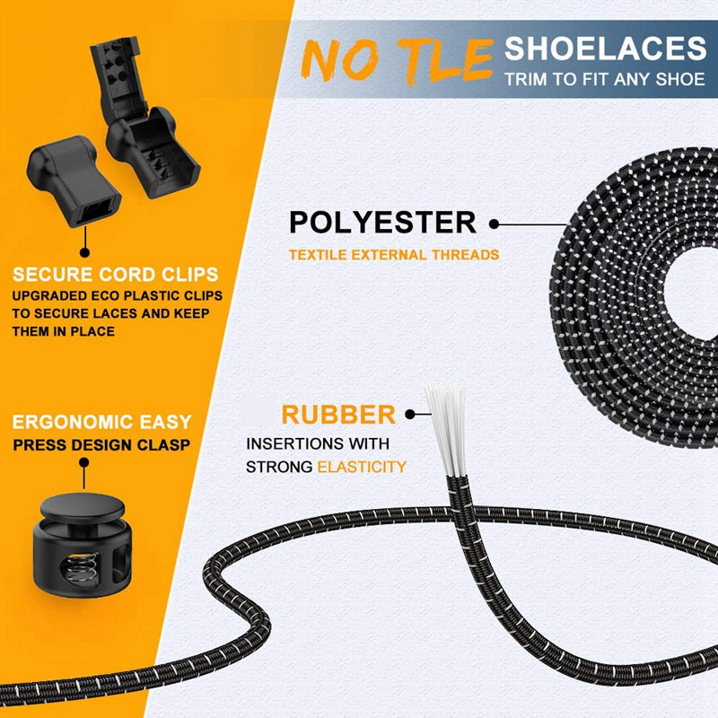 Elastic No Tie Shoelaces Quick Rubber Sneakers Lazy Laces Round Shoestrings Stretching Lock 2