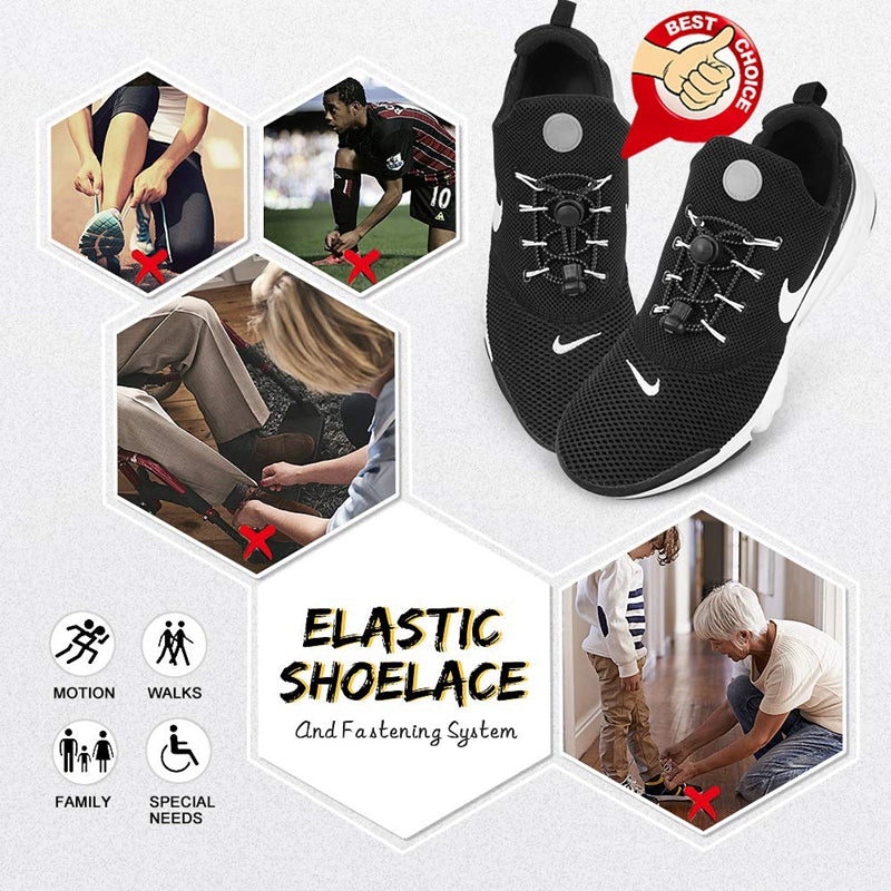 Elastic No Tie Shoelaces Quick Rubber Sneakers Lazy Laces Round Shoestrings Stretching Lock 1