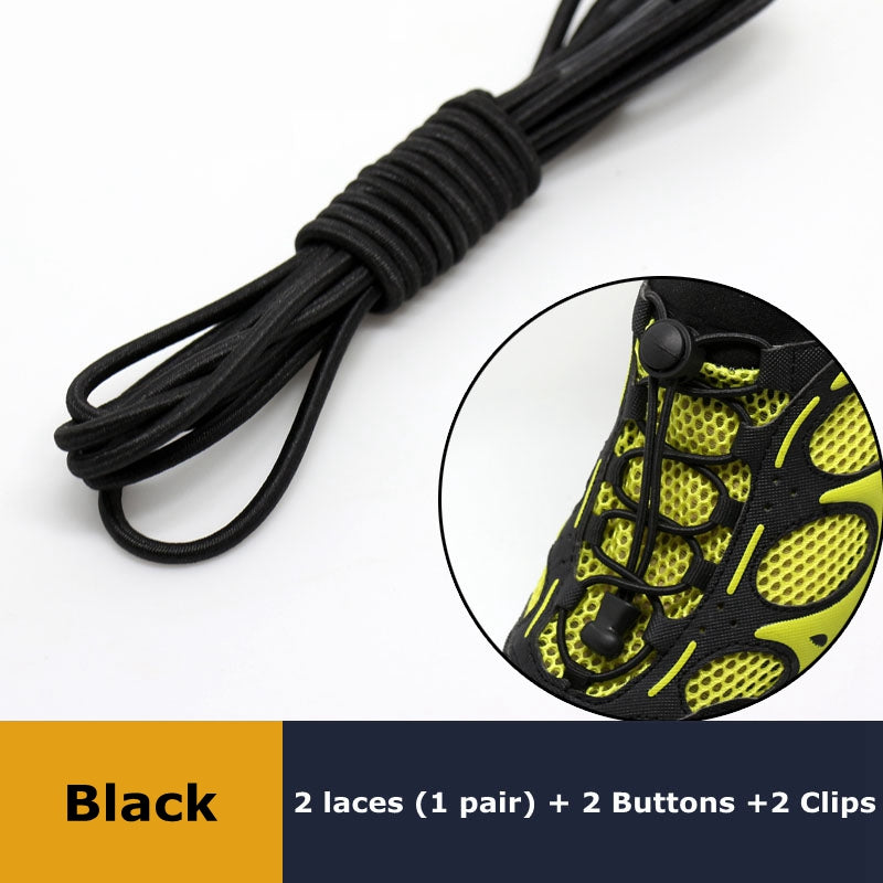 Elastic No Tie Shoelaces Quick Rubber Sneakers Lazy Laces Round Shoestrings Stretching Lock 4
