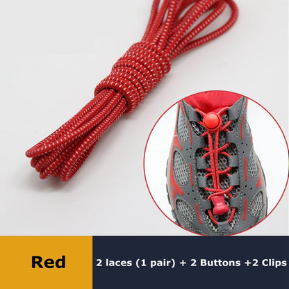 Elastic No Tie Shoelaces Quick Rubber Sneakers Lazy Laces Round Shoestrings Stretching Lock 11