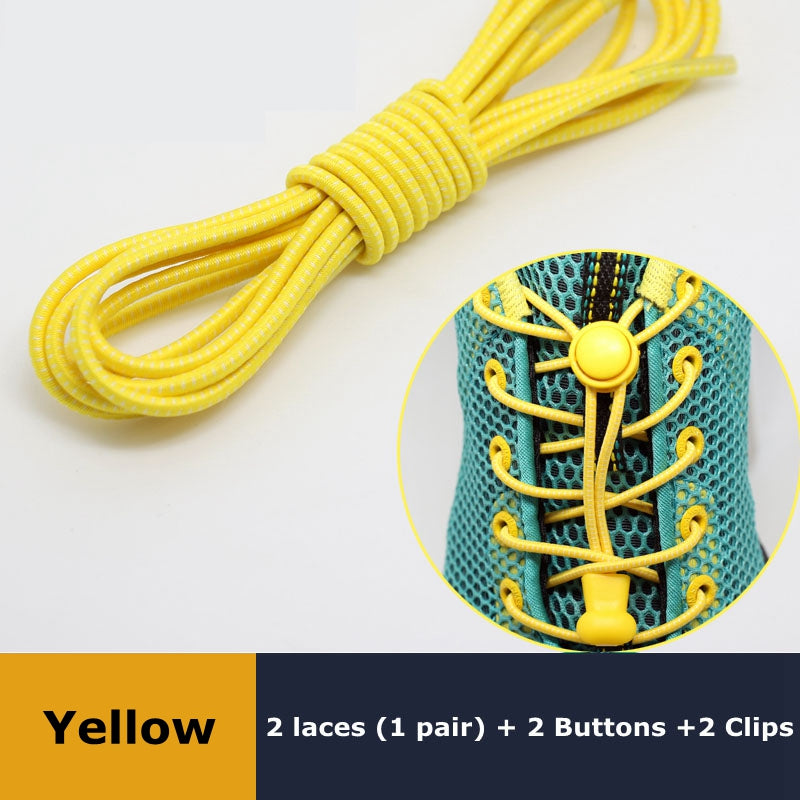 Elastic No Tie Shoelaces Quick Rubber Sneakers Lazy Laces Round Shoestrings Stretching Lock 12