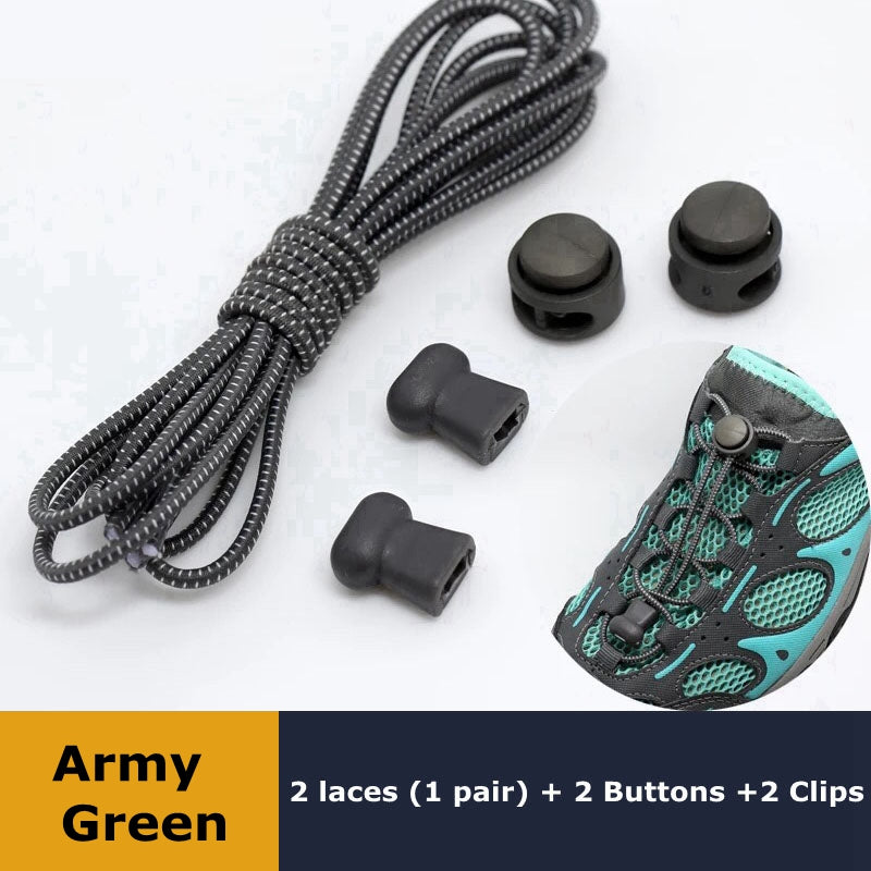 Elastic No Tie Shoelaces Quick Rubber Sneakers Lazy Laces Round Shoestrings Stretching Lock 15