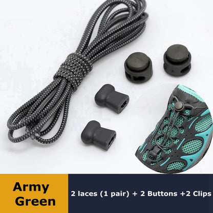 Elastic No Tie Shoelaces Quick Rubber Sneakers Lazy Laces Round Shoestrings Stretching Lock 15