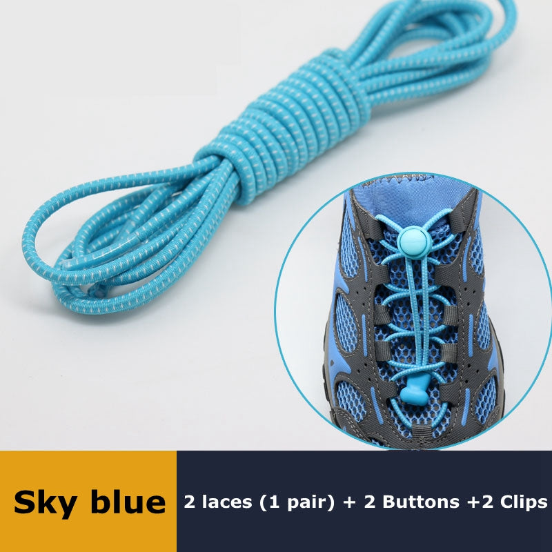 Elastic No Tie Shoelaces Quick Rubber Sneakers Lazy Laces Round Shoestrings Stretching Lock 17