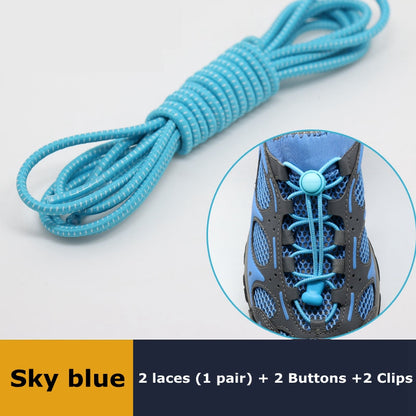 Elastic No Tie Shoelaces Quick Rubber Sneakers Lazy Laces Round Shoestrings Stretching Lock 17