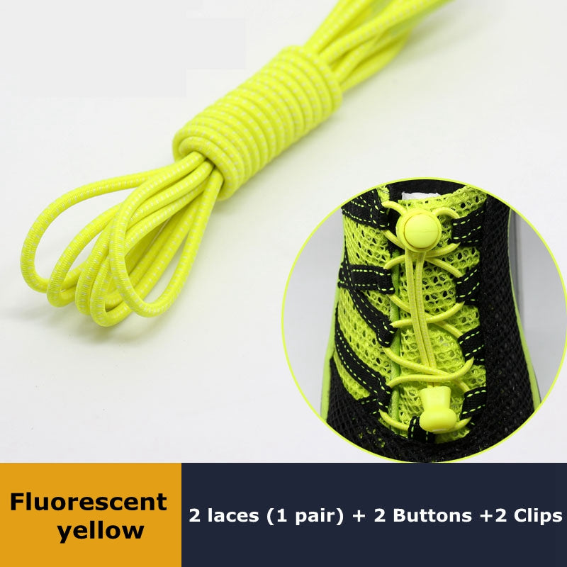 Elastic No Tie Shoelaces Quick Rubber Sneakers Lazy Laces Round Shoestrings Stretching Lock 24