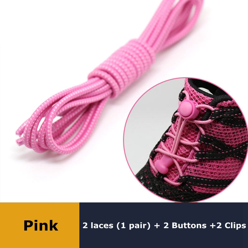 Elastic No Tie Shoelaces Quick Rubber Sneakers Lazy Laces Round Shoestrings Stretching Lock 25
