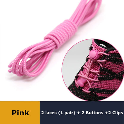 Elastic No Tie Shoelaces Quick Rubber Sneakers Lazy Laces Round Shoestrings Stretching Lock 25