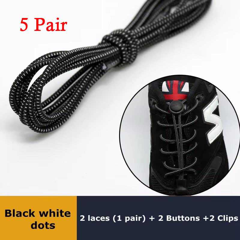 Elastic No Tie Shoelaces Quick Rubber Sneakers Lazy Laces Round Shoestrings Stretching Lock 28
