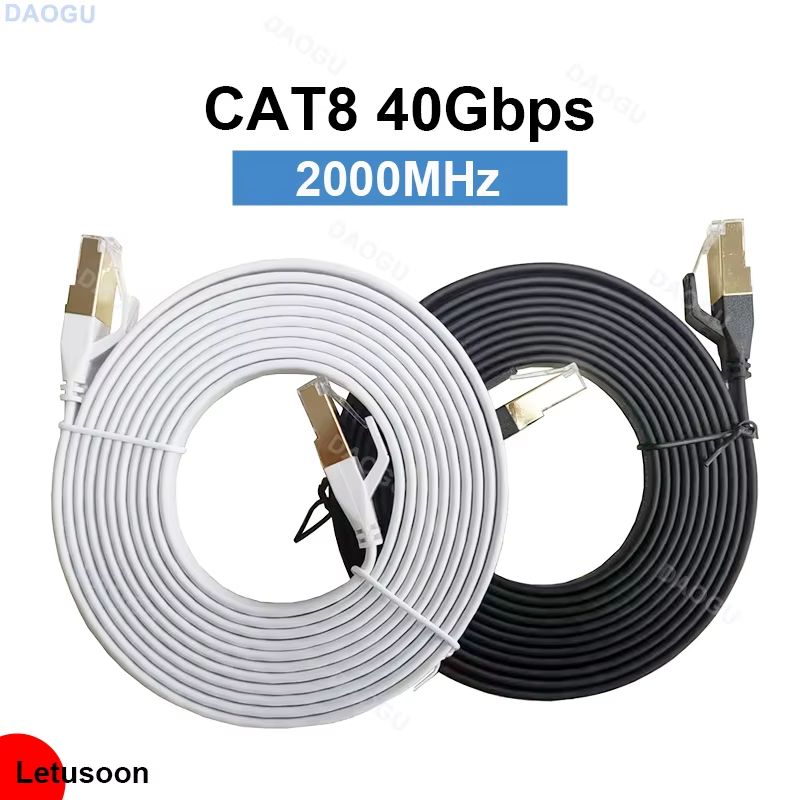 Cat8 40Gbps High-Speed Ethernet Cable -Ultra-Fast 2000MHz RJ45 Flat Network Cable for Gaming, Streaming & Office