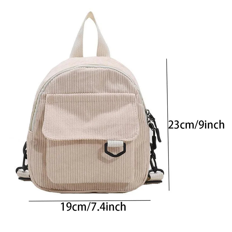 Corduroy texture, mini backpack ins, versatile backpack, super popular cute, commuting makeup bag, student bag