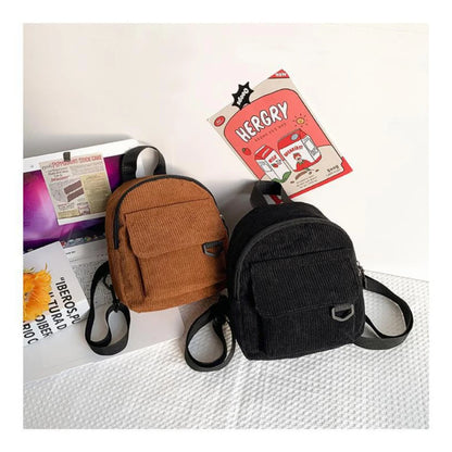Corduroy texture, mini backpack ins, versatile backpack, super popular cute, commuting makeup bag, student bag