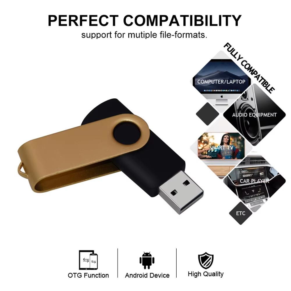 Rotatable USB 20 Flash Drive  HighSpeed 8GB128GB Waterproof Memory Stick 4