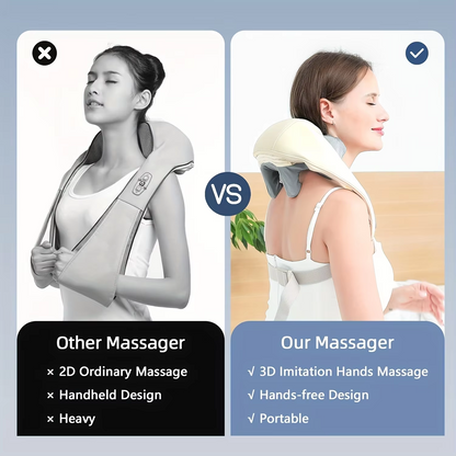 Wireless Shoulder And Back Kneading Massage, Beige Neck And Shoulder Massager, Shawl Trapezius Neck Cervical Masajeador
