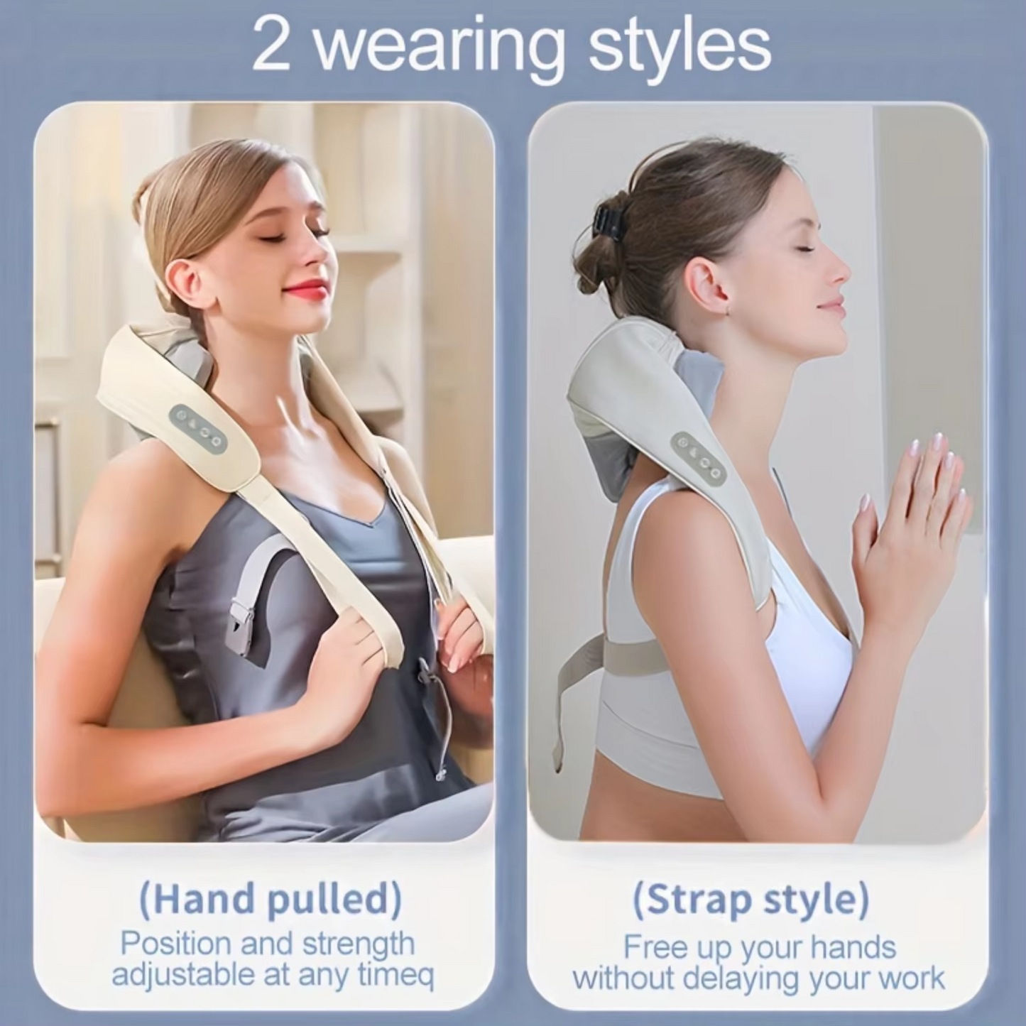 Wireless Shoulder And Back Kneading Massage, Beige Neck And Shoulder Massager, Shawl Trapezius Neck Cervical Masajeador