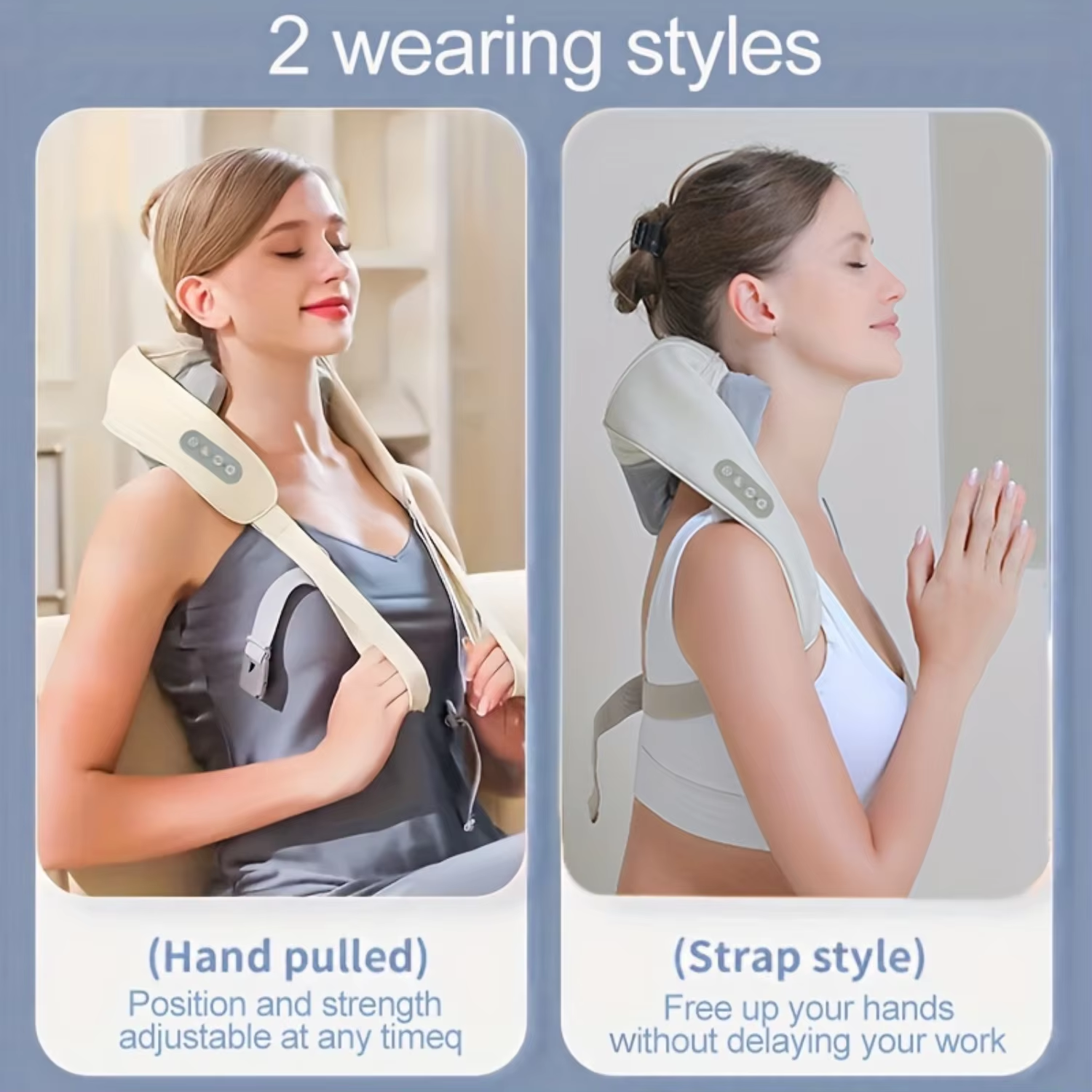 Wireless Shoulder And Back Kneading Massage, Beige Neck And Shoulder Massager, Shawl Trapezius Neck Cervical Masajeador