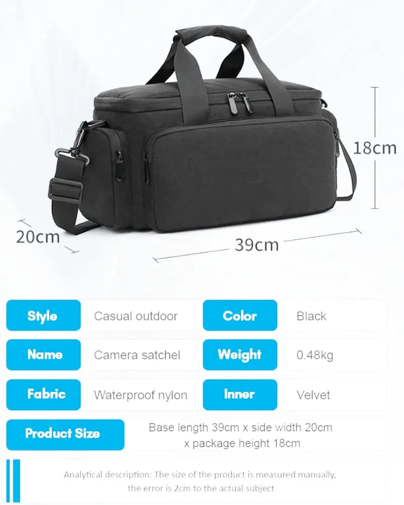 Travel Camera Bag, Shoulder Bag Water-resistant, Shockproof for Mirrorless, Camera Removable Dividers And Shoulder Strap