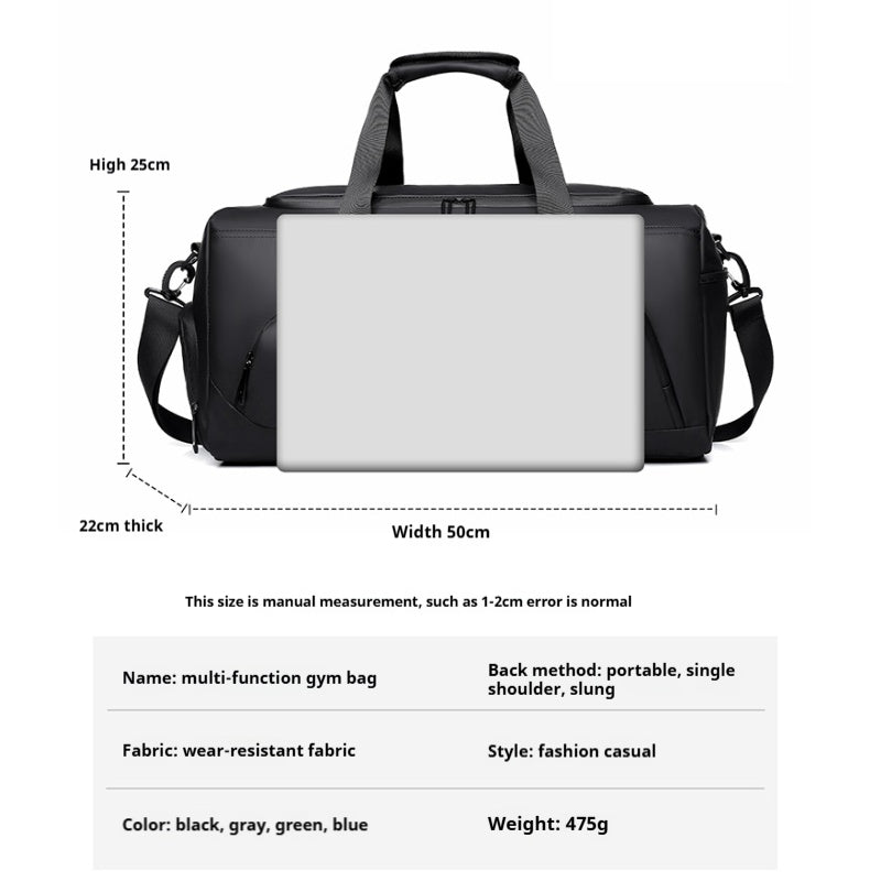 Large Capacity Handbag, Sports Gym Bag, Portable Travel Duffel Bag, Multi-compartment with Shoes Storage